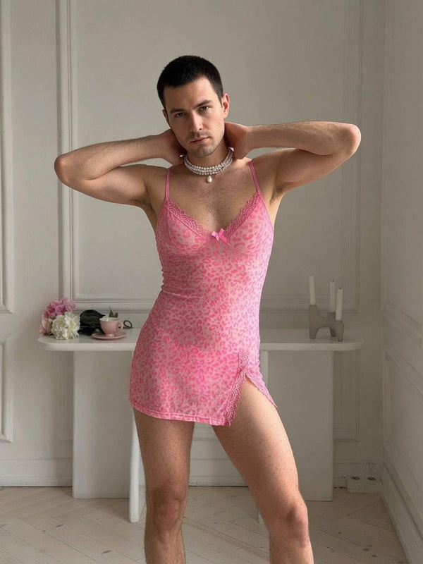 Sheer Lace Lingerie Set, Delicate Mesh Bodysuit & Panties, Soft Silhouette Nightwear, Elegant Lingerie Set S-XL