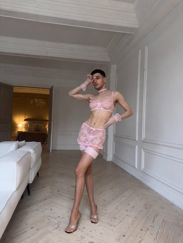 Femboy Lingerie Set Lace Bra and Mini Skirt Outfit for Men Cute Kawaii Set LGBTQ Gender Neutral Soft Boy Aesthetic Clothing
