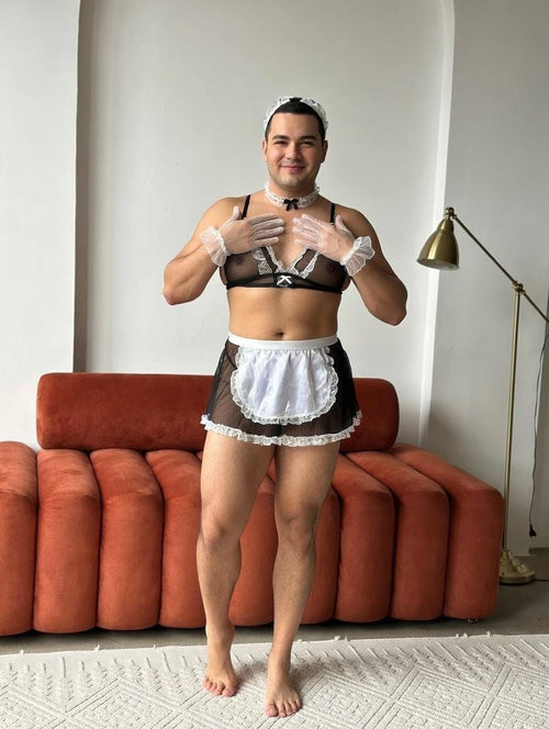 Femboy Roleplay Costume – Lace & Mesh Set for Men – LGBT Lingerie