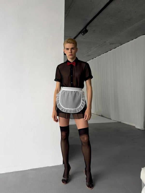 Playful Chiffon Maid Outfit for Men – LGBT Costume Set