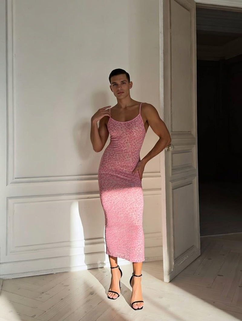 Pink  Animal Print Dress for Men - Femboys Lgbt Lingerie Set – LGBT Outfit