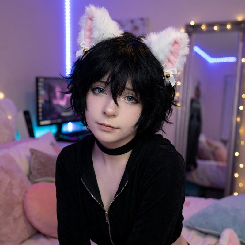 White Animal Ears Headband · Quadrobics Cosplay Ears · Kawaii White Cat Ears · Furry Costume Ears · Femboy Anime Cosplay Accessory Gift