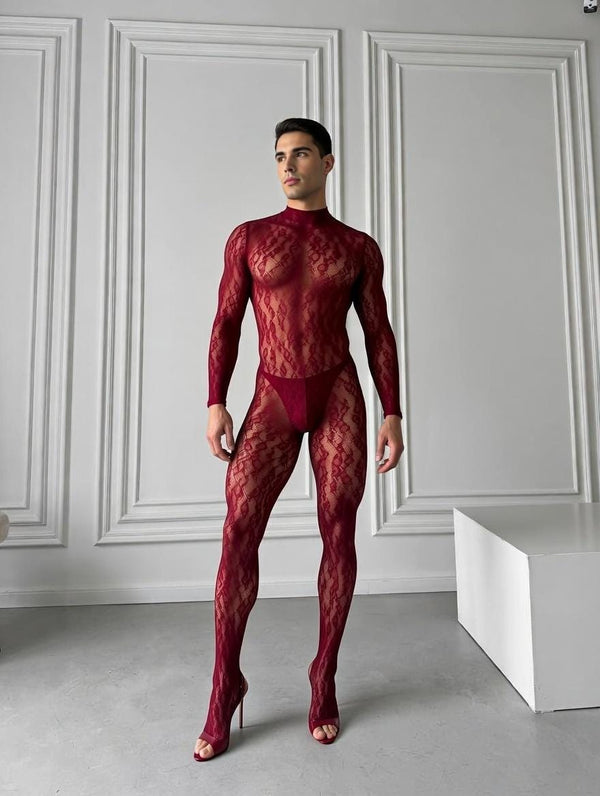 Men’s Bodystocking Lingerie, One Size Stretch Mesh Bodysuit, LGBT Friendly Underwear, Male Underwear