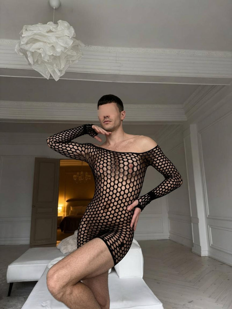 Fishnet Bodystocking, Femboy Lingerie Set, Mesh Body Stocking, Gender Fluid Fashion, One Size Bodysuit