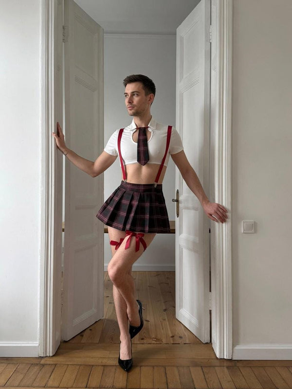 Femboy Lingerie Set, Gay Lingerie, Femboy Outfit, LGBT Lingerie, Crossdresser Lingerie, Plaid Lingerie Set, Feminine Lingerie